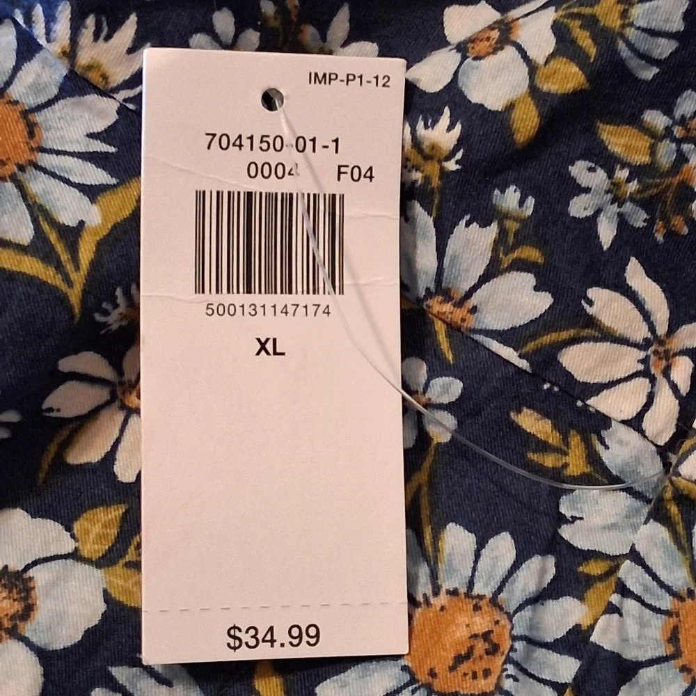 Old‎ Navy Smocked Vneck Peplum Peasant Blue Floral Puff Sleeve Boho SzXL